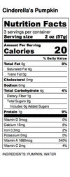 Cinderella's Pumpkin Nutrition Label